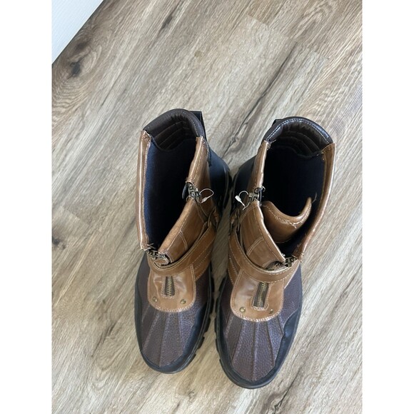 Day Five Casual Lace Brown Black Leather Zip Strap Boots Round Toe Size 12 M - Picture 7 of 10